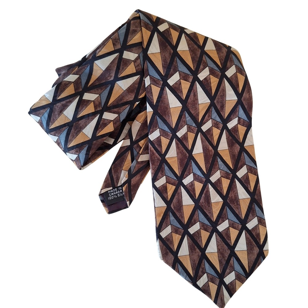 Louis Roth Silk Tie Mens Brown Tan Necktie Excellent